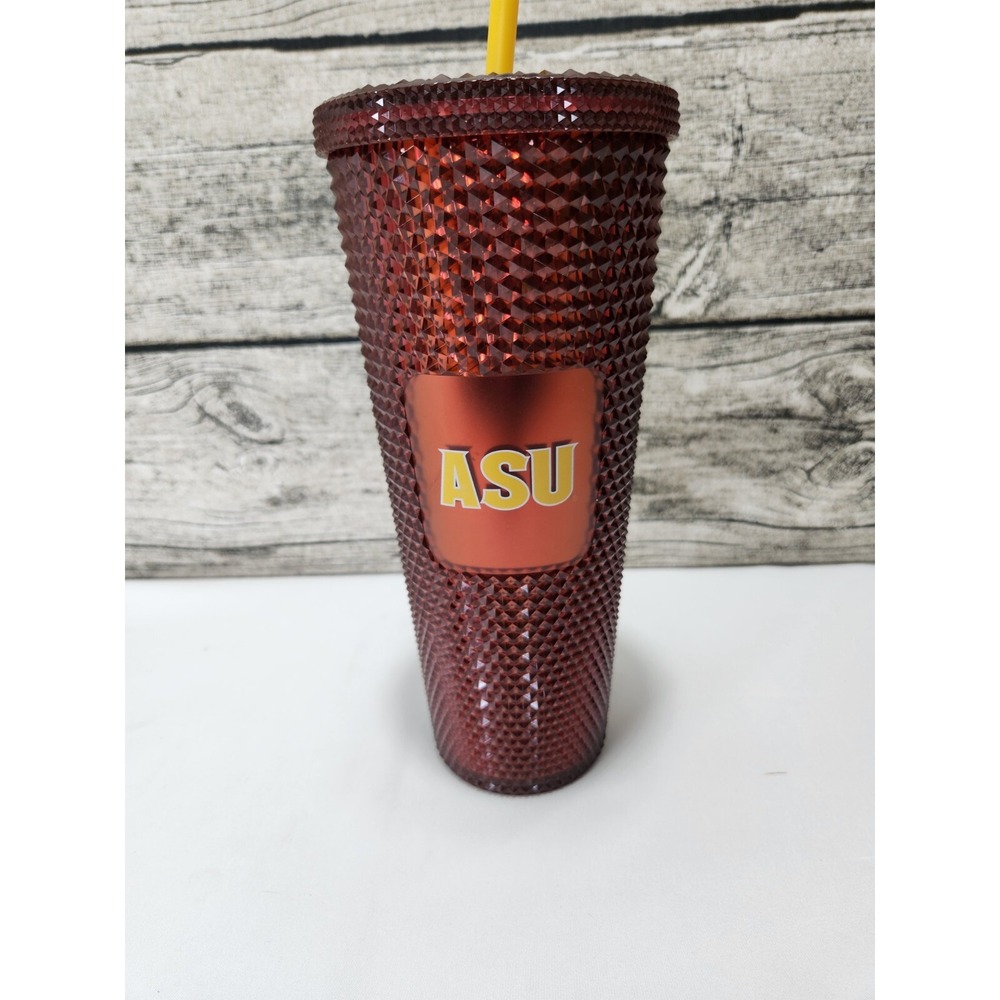 STARBUCKS Arizona State University ASU Maroon Gold Studded Cold Cup Tumbler 24oz